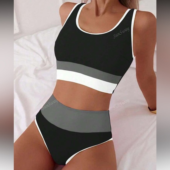 Colorblock High-Waisted Bikini Set - Picture 1 of 3